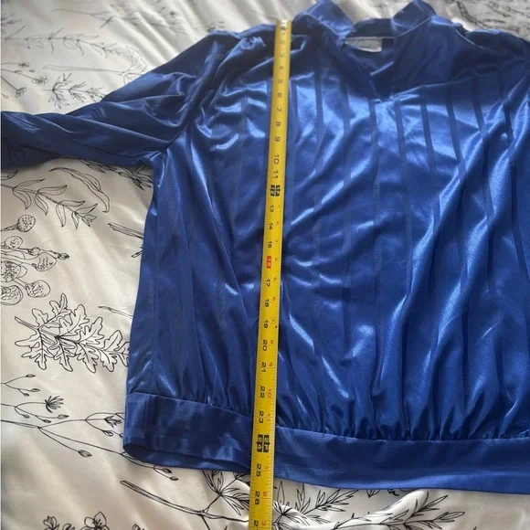 Vintage Amy Of California Silky /Satin Royal Blue Blouse Size Medium - Picture 5 of 8